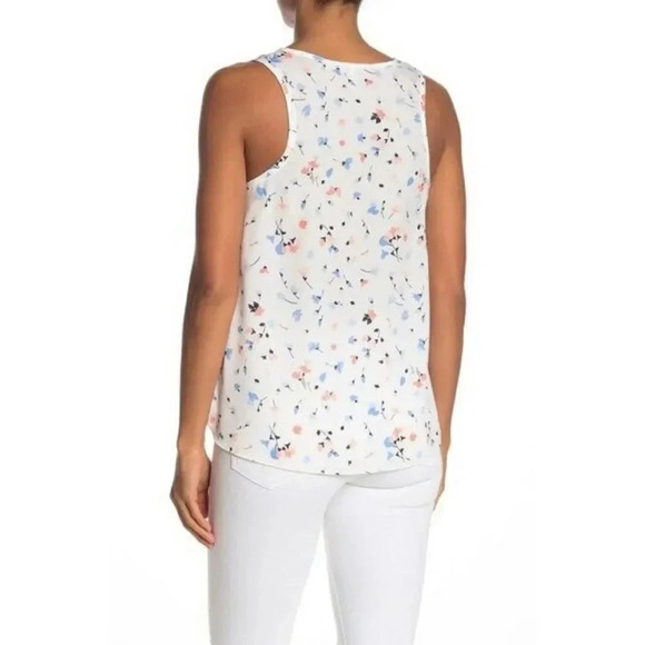 JOIE Tank Top Erla Floral Print Blouse Sleeveless White Side Slits XS - Picture 2 of 8